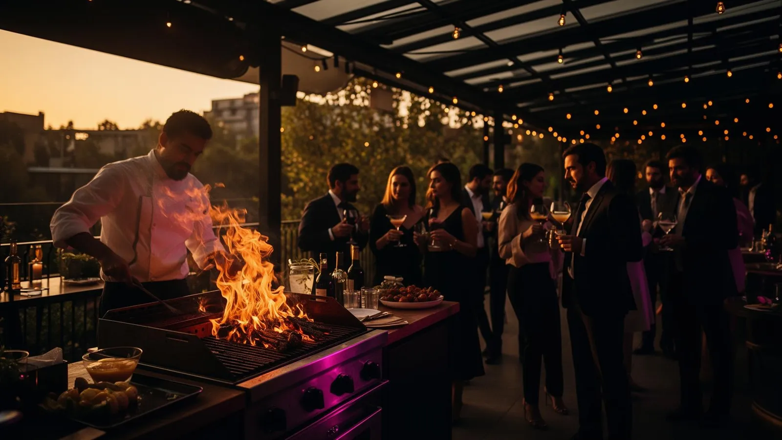 Evento privado con parrilla en vivo en Casa Espoz, Vitacura